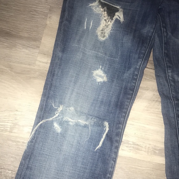 Marciano dark wash leopard animal print boot legs size 27 jeans - Picture 4 of 12